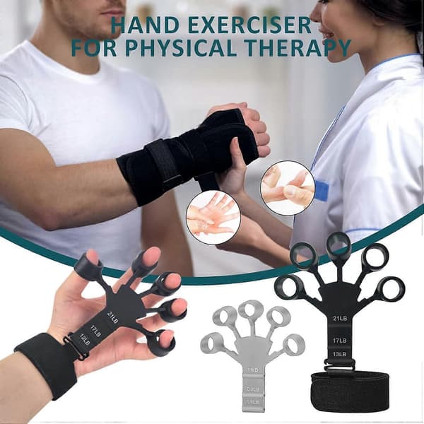 2 st Fingerförstärkare Handgreppstränare, 6 resistenta nivåband Silikon handledsbår, Gitarrfingerövning Tränare Hand Underarm