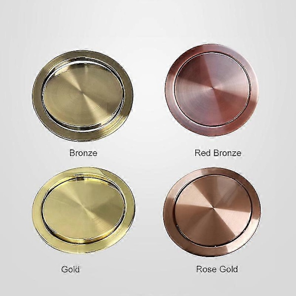Rustfritt Stål Flapp Flush Innfelt Innebygd Balanse Sving Flapp Lokk Deksel Søppelbøtte Søppelkasse Kjøkken Benkeplate Søppelkasser & Avfallsbeholdere Round-Red Bronze20CM