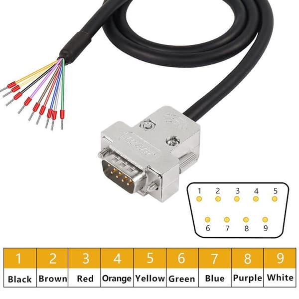 DB9 han-adapterkabel - 1M - Forstærket PVC - RS232 - Industri og automation - 22AWG blank ledning