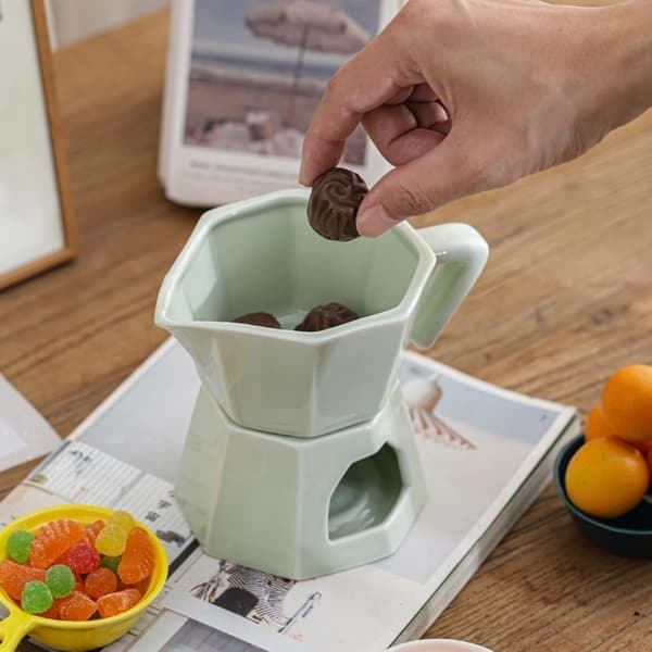 Keramisk Chokoladefondue - Jævn Varmesmeltegryde til Smør og Ost, Perfekt til Fester, Jul og Kontorsammenkomster