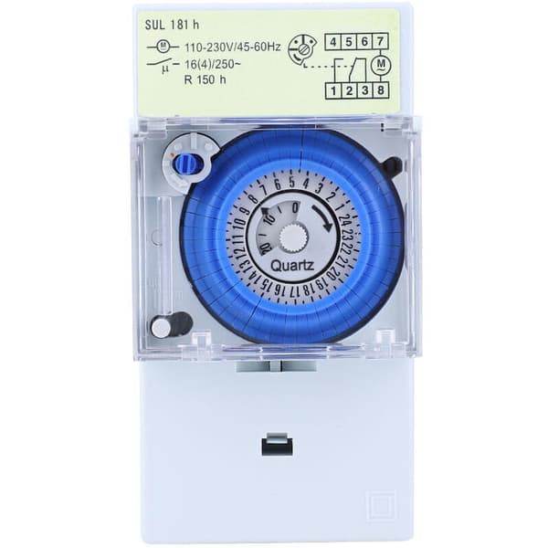 SUL181h Mekanisk Timer, 24-timers Kvarts Timer, Modulært Ur, Relæafbryder, 110-230VAC 16A