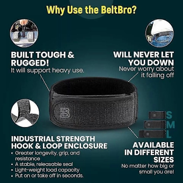 BeltBro Titanium Elastisk Bælte Uden Spænde Til Mænd Passer Til 1,5 Tommer Bæltestropper, Komfort M