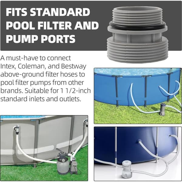 2-delt poolslangeadaptere 4560 poolpumpe monteringssæt til 40 mm til 1 1/2 tomme slangeforbindelse kompatibel med swimmingpools