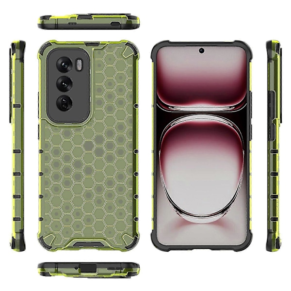 Mobilfodral för Oppo Reno12 5G - PC+TPU, Honungskaka-design, Stötdämpande Green