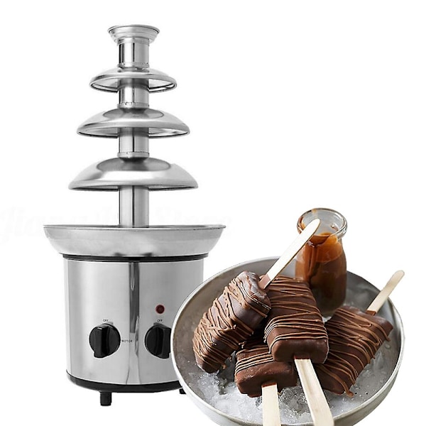 Chokladfontän, 4 Våningar Elektrisk Smältmaskin, Fonduegryta Set, för Chokladgodis, Ranch, Na