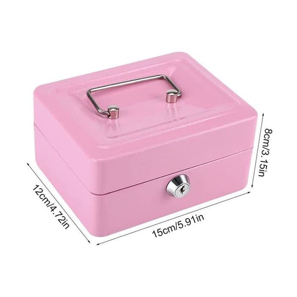 Rosa bärbart kassaskåp - 1 stycke, rosa, 15x10cm - säkerhetsskåp för mynt, smycken, nycklar och andra föremål - bärbart