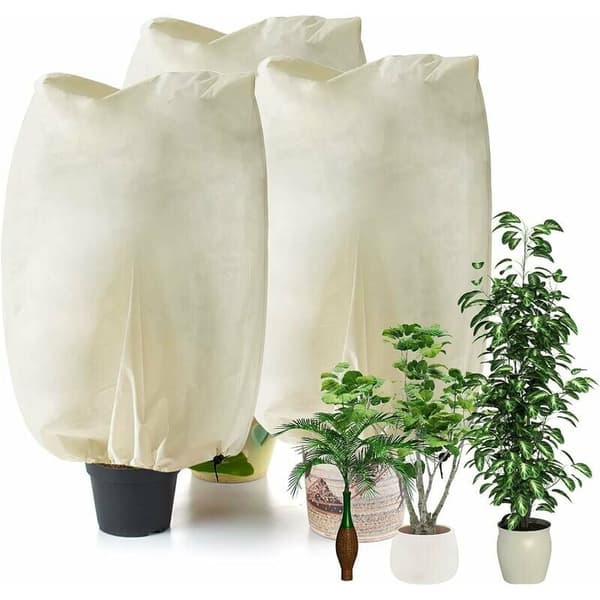 Set med 3 vinterväxtskydd, 110 x 90 cm, vinterväxtskydd med dragsko, återanvändbart växtskydd