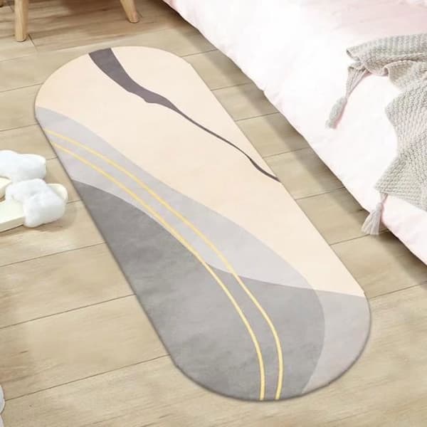 Soveværelsestæppe 40x120cm Ovalt Kashmir-imitationstæppe TPR Skridsikkert Sengetæppe