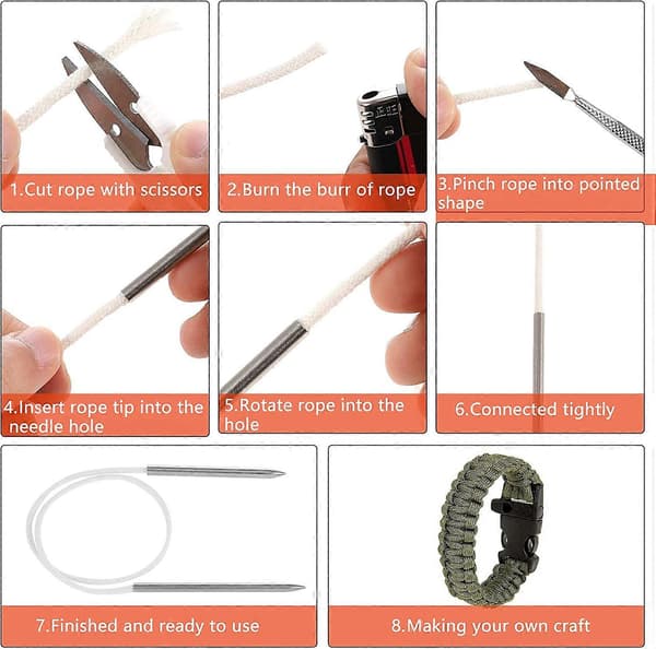 12 st Paracord Snörningsnålar Paracord FID Marlinspike Set, Rostfria Synålar