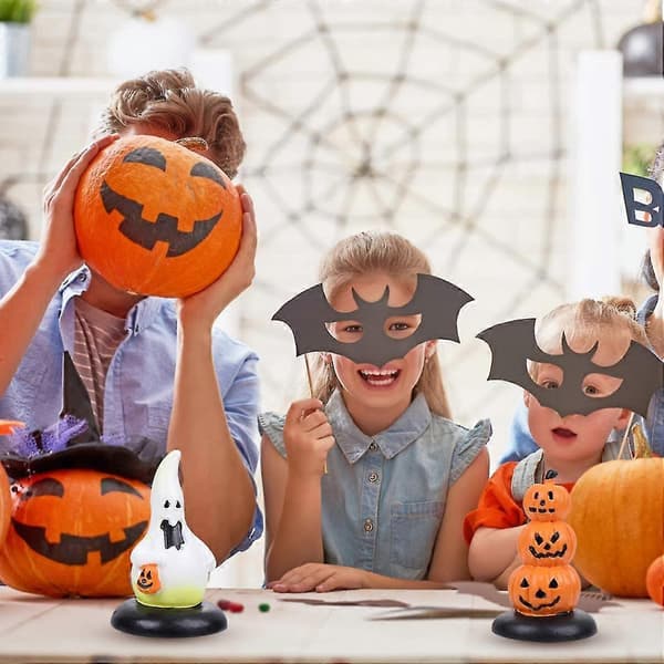 2025 Halloween dekorasjon gresskar, Resin Gresskar dekorasjon, Jul (3 stk, oransje + hvit)
