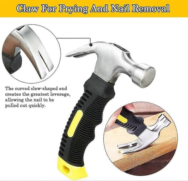 Mini Stål Klo Hammer Multifunksjonell Kort Hammer Snekker Hammer Med Sklisikkert Håndtak Hammer