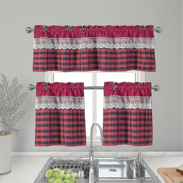 Köksgardiner Dekor Fönstergardin Lyxigt Cafékappa Överkast Draperier Wine Red 130cmx41cm