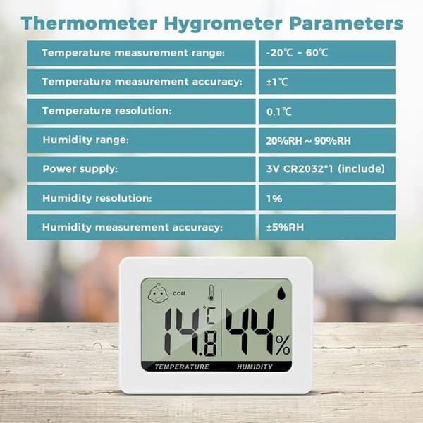 Indendørs hygrometer termometer temperatur fugtighedstester mini digital LCD bærbar indikator til kontor køkken