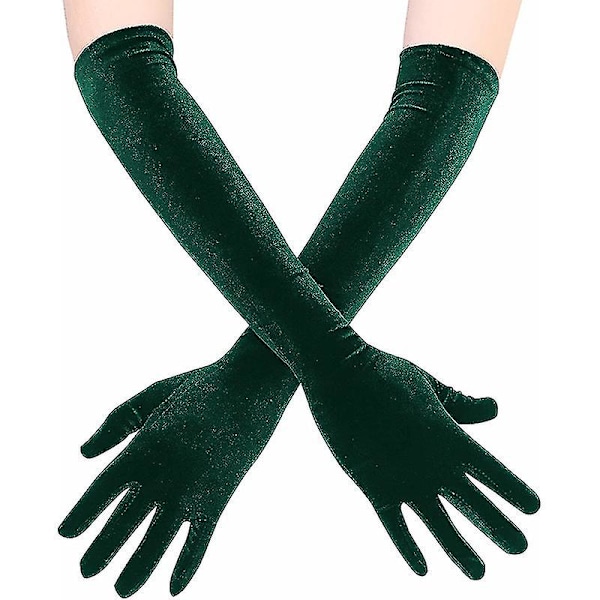 53cm Kalla Varma Gyllene Sammet Polyester Handskar Klänning Bröllopshandskar Vantar-hao
