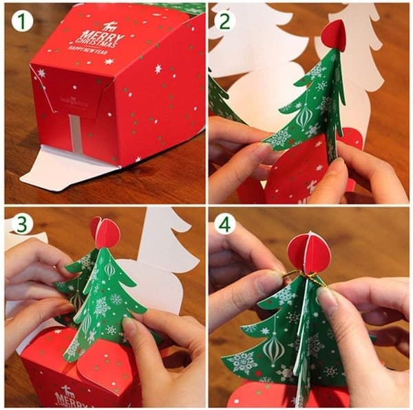 20 stycken 3D julgran godisgåva, julklappspapperslåda