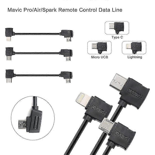 Startrc 10cm Lightning til Micro USB Konverteringsstik Datakabel til DJI Mavic Mini/Air, Shark Fjernbetjening