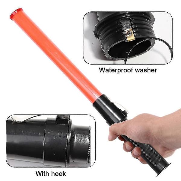 2 stk 43 cm trafikkbatong, LED-varsellys