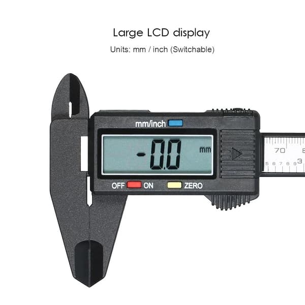 150 mm (6 tommer) digital skydelære i kulfiber med LCD-display