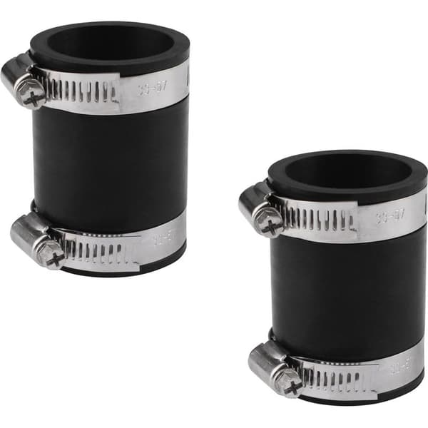 Sett med 2 fleksible PVC-koblinger med rustfrie stålklemmer for 3,8 cm (40 mm innvendig) slange