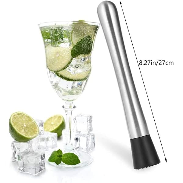 Xinlie Cocktail Muddler Rustfrit Stål Cocktailredskaber Cocktail Drink Muddler Lav en Smag 21cm