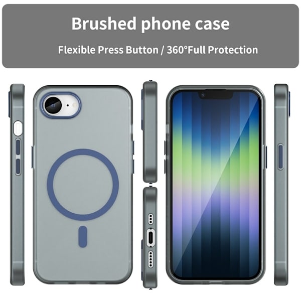 iPhone 16e Cover MagSafe Slim Mat Mørkeblå