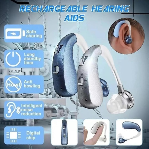 Heasouls-kuulolaitteet, 2025 uusi ladattava kuulovahvistin senioreille blue 1 pair USB