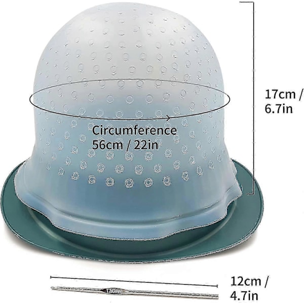 Silikon Hette for Striper, Hette og Krok for Striper, Hårfargehette, Hette for Hårfrosting, Hette for Striper og Frosting Blue