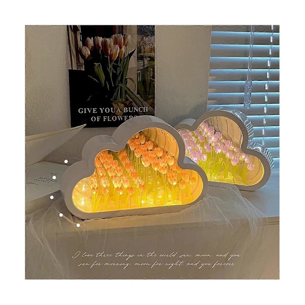Sky Tulip Lampe, DIY Tulip Nattlys, Sky Tulip Speil Nattlys, Tulip LED Bordlamper, Ta