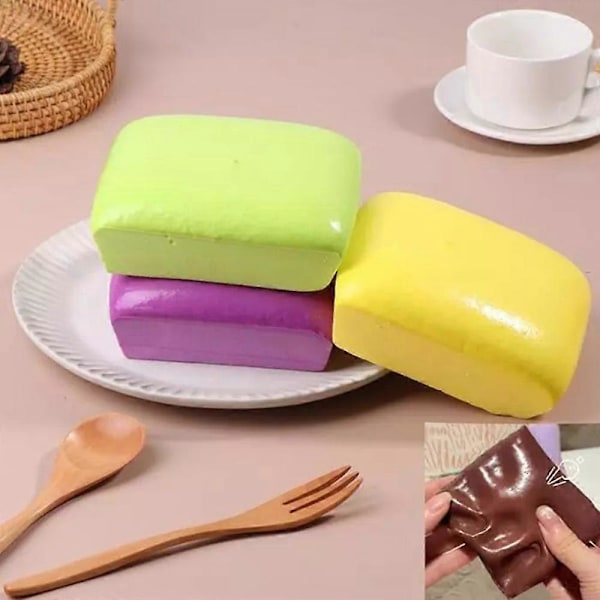 Klebrig Brød Squishy, Klebrig Toast Squishy, Toast Skivet Brød Stressleke purple rectangular