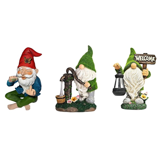 Havefigur med Lanterne Ornamenter Sjove Solcelledrevne Udendørs Statue Dekoration Lys, 100% Ny C