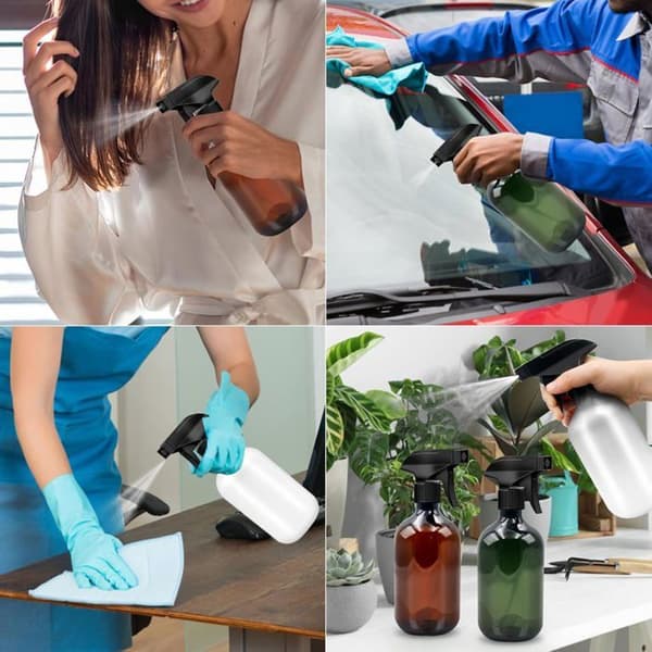 2 sprayflasker, 500 ml, sprayflaske for planter, forstøver, til rengjøring i hjemmet, frisør (brun)