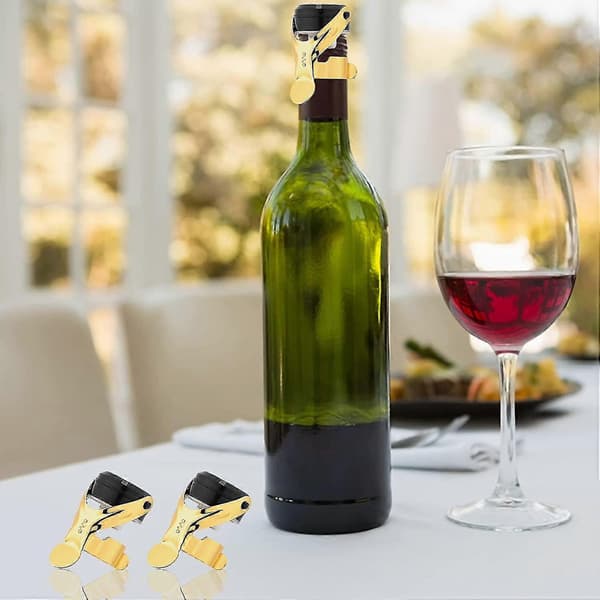 Clover Champagne Prop, 2 stk. Champagneflaskeprop i rustfrit stål Forsegler til Cava Prosecco Mousserende vinprop Abc Gold