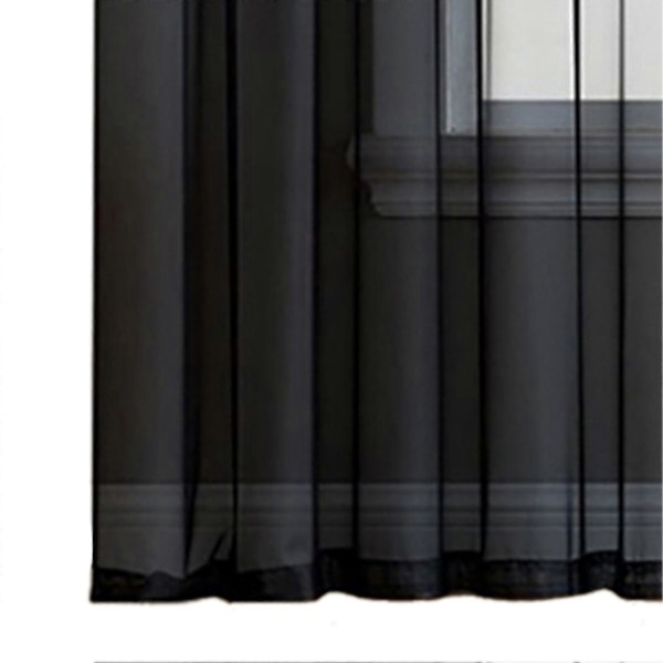 Skira Gardinlängder Vardagsrum Stångficka Fönstergardiner Sovrum Halvskira Voile Gardiner Svart (99cm Bx249cm L, 2 Paneler)