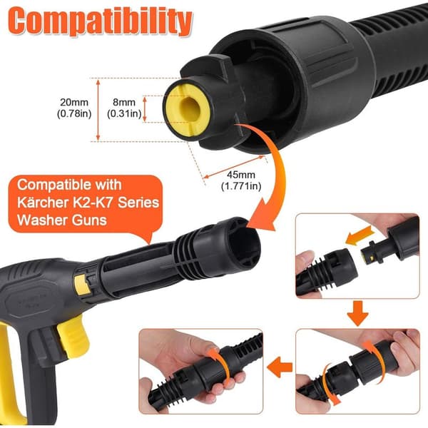 2 kpl 0,4 m suutinputken jatkeita, suutinputken jatkeet Karcher K2-K7 korkeapainepesurin lisävarusteeksi