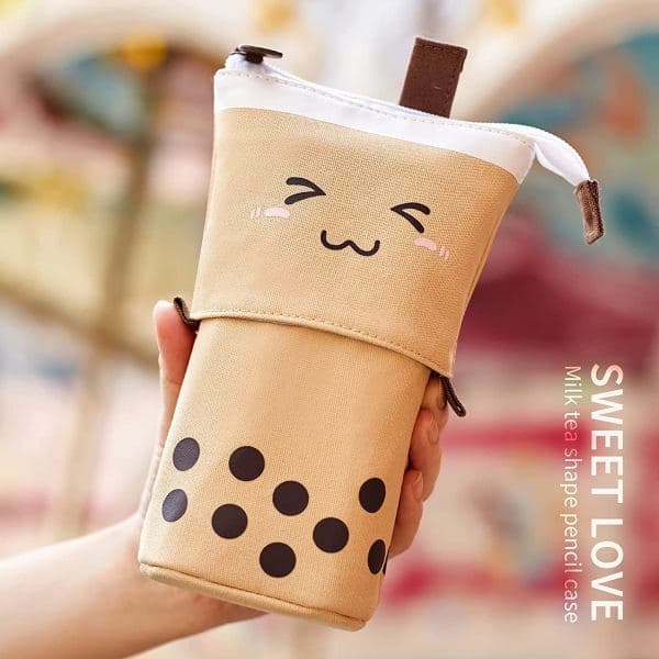 Teleskopiskt pennfodral med ställ - Boba Tea