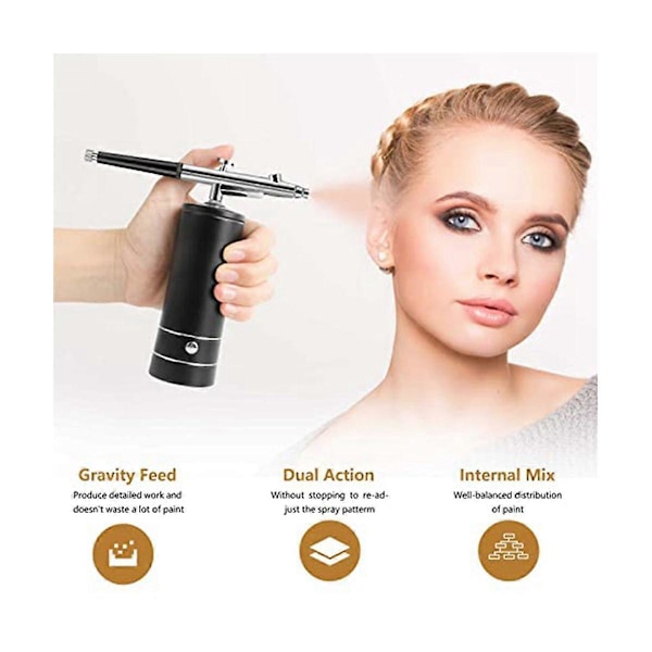 Airbrush Kit Uppladdningsbar Sladdlös Airbrush Kompressor, 30PSI Högt Tryck, Portabel Handhållen Airbru