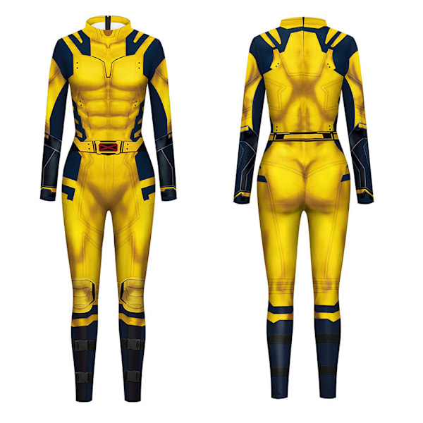Wolverine Kostym för Män, Superhjälte Jumpsuit för Pojkar, Halloween Cosplay, Bodysuit, Rekvisita, Fantasy Yellow L