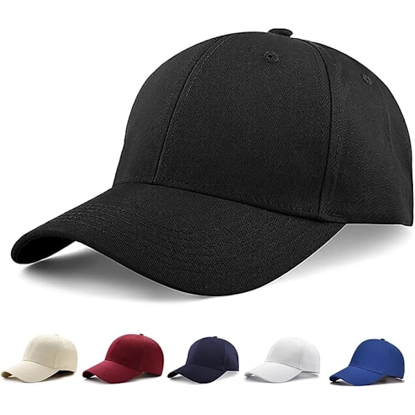 Basebollkeps Polo-stil Klassisk 6-panel Justerbar Sport Solid Solhatt Japansk stil stor huvudomkrets för Män och Kvinnor Black