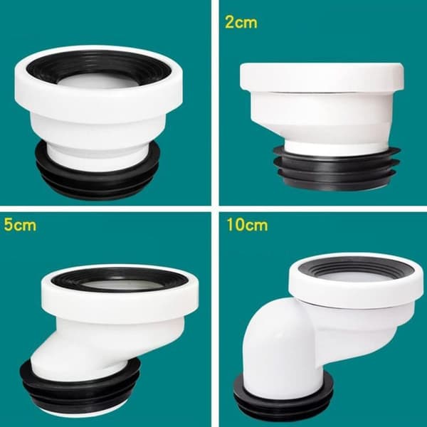 2 cm excentrisk forbindelsesrør, stift vinklet plast toiletstuds, afløb, lige excentrisk, toiletforbindelsesfitting