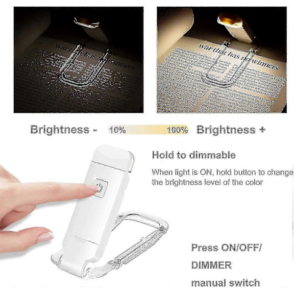 Oppladbar USB-leselampe med LED-leselys for lesing i sengen - B