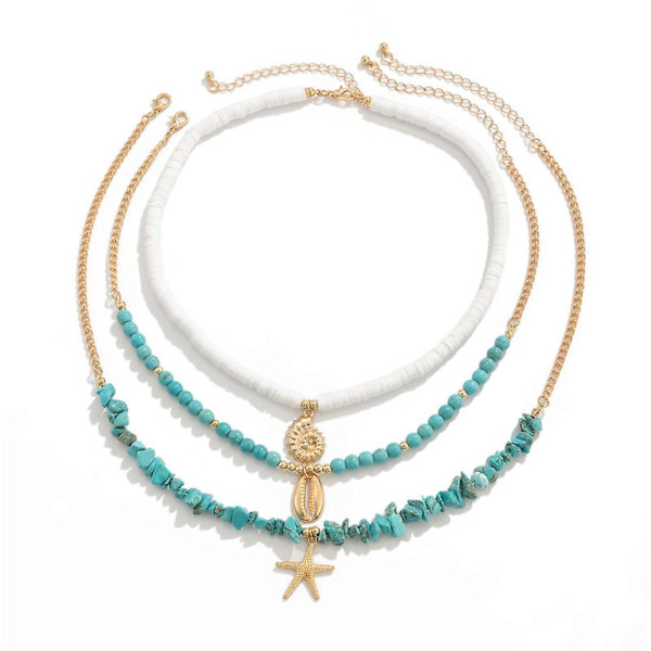3 Stykker Halskæder med Havtema Trendy Kravebenskæde Choker med Letvægtsdesign Til Sommerfester 05 necklace gold