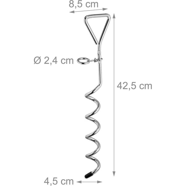 Spiralankarsats, 8-pack, korkskruvformad, stål, för hund, studsmatta, tält, 42 cm, silver