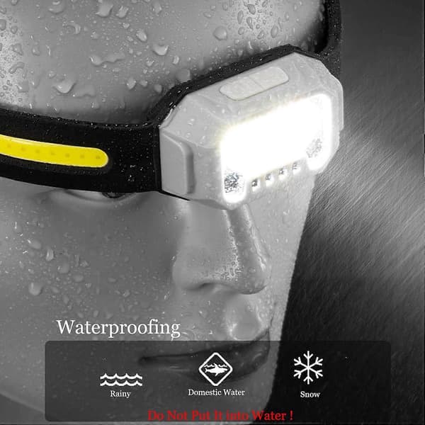 Hodelykt for barn, oppladbar, LED, supersterk, 4 moduser, bevegelsessensor, vanntett, 200 lumen, for camping