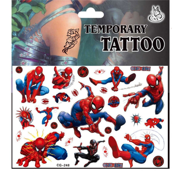 Spiderman-tatoveringer - 4 ark - Børnetatoveringer - Avengers flerfarvet