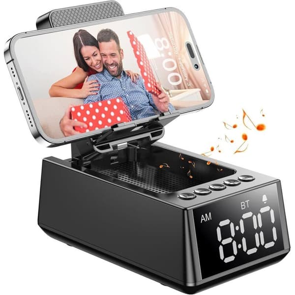Julegave til menn, bursdagsgave til menn, trådløs Bluetooth-høyttaler med vekkerklokke, gave til pappa, gadgets til menn