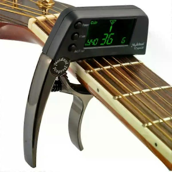 Multifunktionel 2-i-1 guitar tuner guitar capo TCapo20 med LCD til akustisk guitar elektrisk bas aluminiumslegering A03