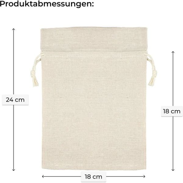 Stofposer med snoretræk - 5 stk. - Hørlook - Smykke-/gaveopbevaring - 18x24 cm