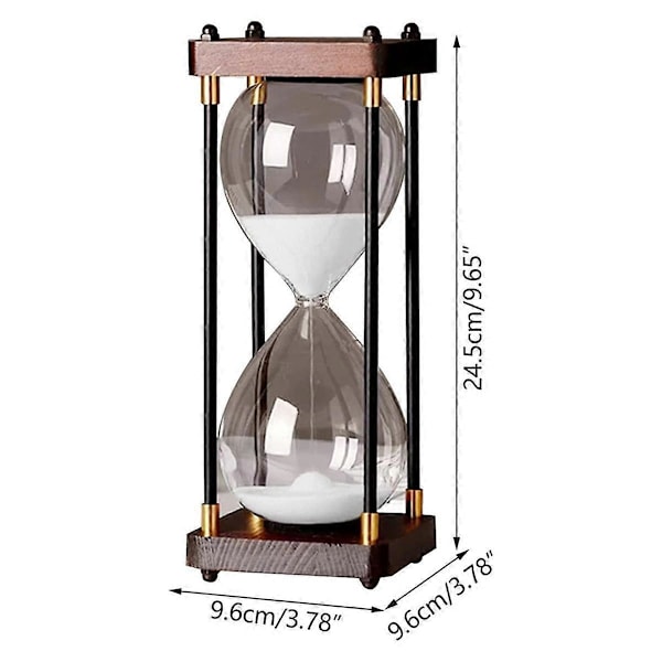 Stort Timglas 60 Minuter, Timglas, Regnbågsfärgat Glastimglas, Presenttimglas, för Hem, Skrivbord, Vit