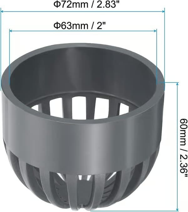 2 tommer (ca. 5,1 cm) Atrium dreneringsrist, 3-pakning rund utendørs UPVC-avløpsadapter for dreneringssystem, grå