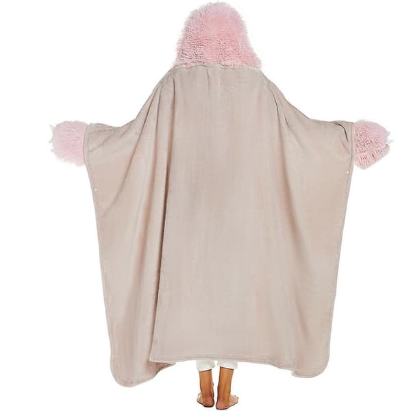Bærbar Hætteplaid til Voksne - Fluffy Superblød Shaggy Varm Plaid Kappe Brown